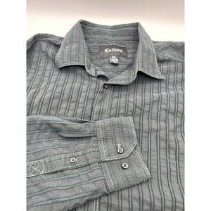 Cultura Men's Button Down Shirt‎ Size XXLarge Black Long Sleeve Stripe